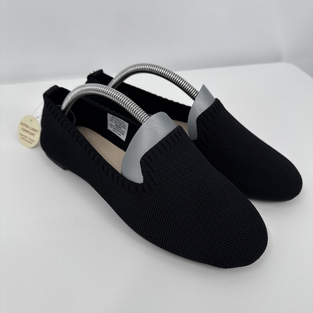 Danskin Black Vegan Memory Foam Flats Womens Size 8.5 M Washable NEW Flexible